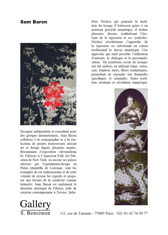 Sam Baron, Gallerie S. Bensimon